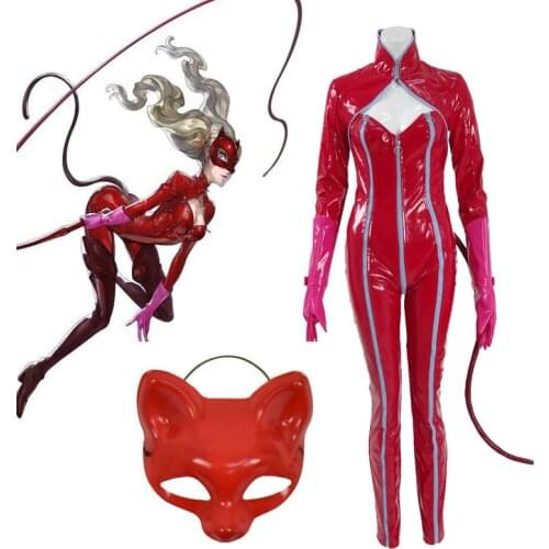 Cosplaydiy Persona 5 Ann Takamaki Phantom Thief Jumpsuit P5 Panther Red Costume Gloves Mask Suit Any Size L320