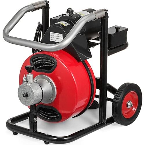 Commercial 100' x 3/8" Drain Cleaner 390W Drain Auger Snaker Cleaner w/ 5 Cutter