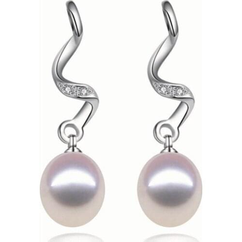 Korean style 925 sterling silver earrings real natural freshwater pearl earrings S fashion geometry spiral Earrings for women