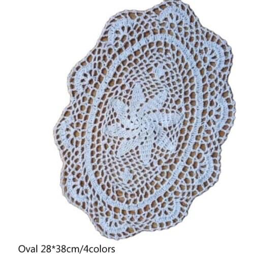 28*38cm lace cotton table place mat cloth crochet placemat tea coffee drink pad Christmas dining coaster cup mug doily kitchen