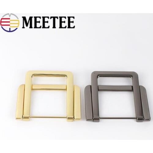 Meetee 2/5pcs ID37mm Metal Rectangle Double D Ring Buckles Belt Hook DIY Shoe Garment Decoration Buckle Hardware Accessory BF470