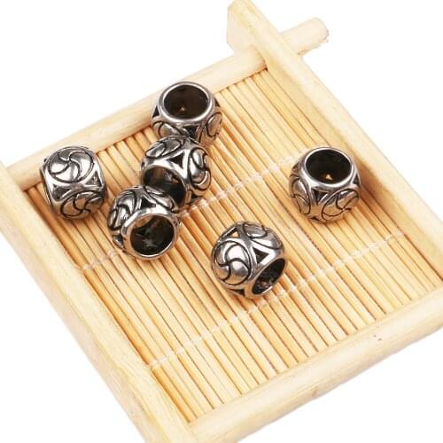 Antique Silver Color, 1PCS Stainless Steel Large Hole Oval Shape Loose Beads, Charms for Jewelry Making, 10*12mm DIY Accessories