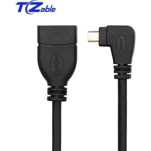 Micro HDMI Male To HDMI D Type Female Adapter Cable Convertor 1080P 90 Degree For Notebook HDTV Projector HDMI Extender Cable