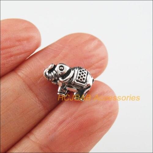 Fashion 20Pcs Tibetan Silver Color Tiny Animal Elephant Charms Spacer Beads 8x12.5mm