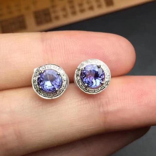 Fashion Earring Free shipping Natural and real anzanite Earring 925 sterling silver Earring
