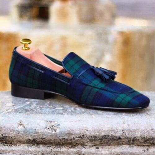 Fashion Mens Plaid High Quality Tassel Retro Classic Set Wear Casual Fashion Single Shoes Zapatos De Hombre HA856
