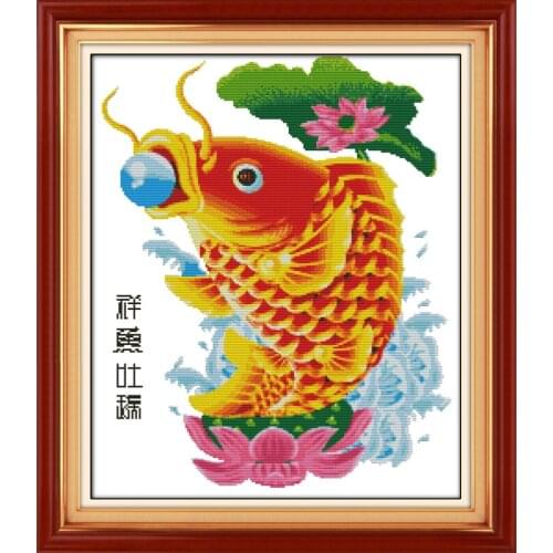 The lucky fish brings blessing cross stitch kit 14ct 11ct pre stamped canvas cross stitching embroidery DIY handmade needlework
