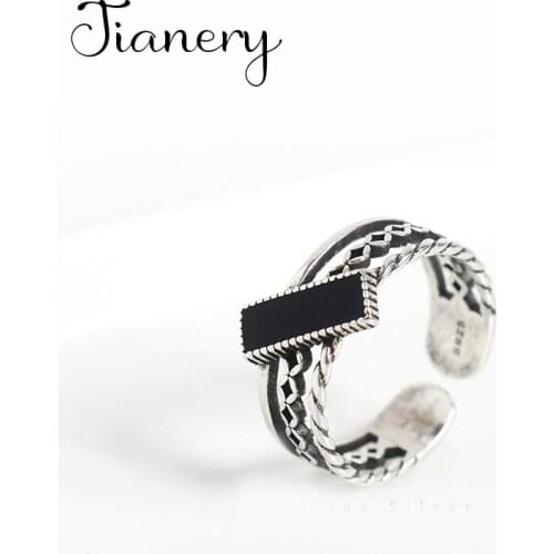 New Trendy Personality Punk Black Chains Rings For Women Lady Resizable Size Rings Party Jewelry Charm Gifts 2021
