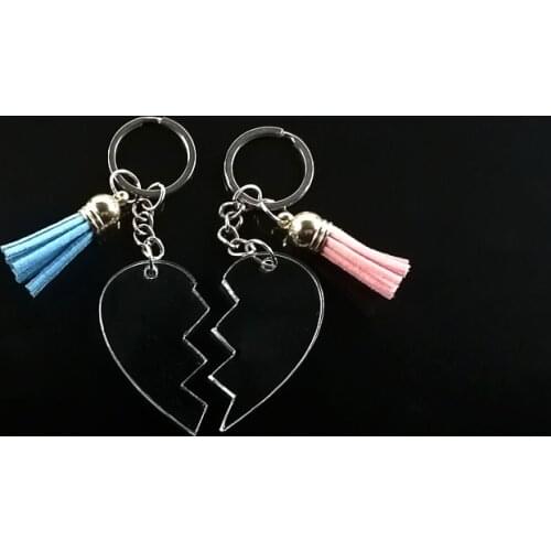 Personalized Blank Acrylic Key Chains Acrylic Crystal Couples Keychains Love Heart Shape Pendant Laser Cut Valetines Day gifts