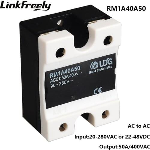RM1A40A50 AC AC Solid State Relay 50A,Electric Trigger Relay Switch Board,Output:42-440VAC Input: 20-280VAC/22-48V DC SSR Relay