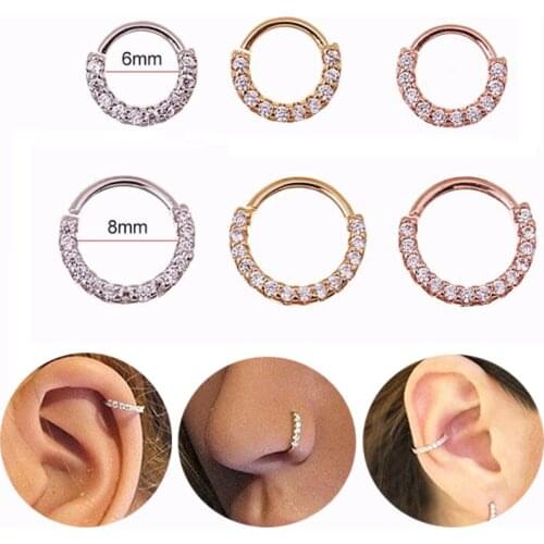 1PC Stainless Steel Septum Clicker Hoop Ring Nose Labret Ear Tragus Cartilage Daith Helix Earring Stud Body Piercing Jewelry