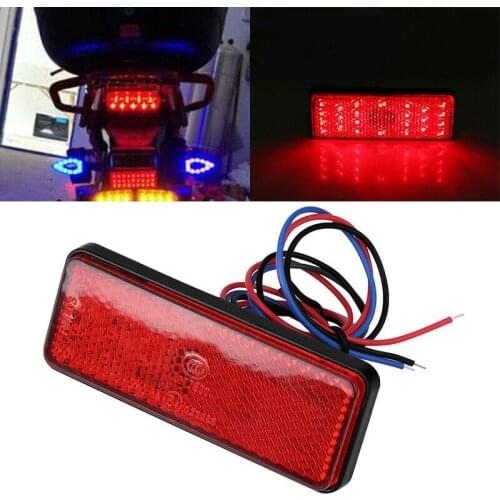 1PCS Brake Light Motorcycle Truck ATV 24LED Rectangle Reflector Tail Brake Stop Light Lamp Red Turn Signal For Motorcycle