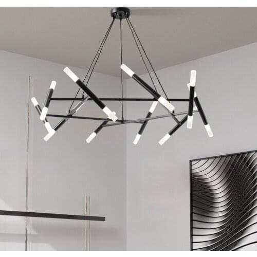 Modern Design Led Chandeliers Lighting Black Gold Led Chandelier Lamp Acrylic Drop Light Indoor Decor Led Hanging Light Fixtures