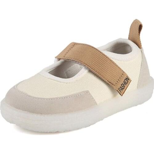 CUZULLAA Kids Girls Elegant Hook & Loop Casual Shoes For Children Breathable Patchwork Flat Canvas Shoes Size 21-30