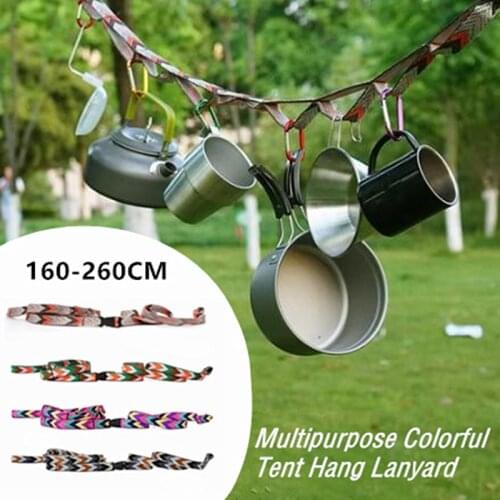 Outdoor Camping Tent Lanyard Daisy Chain Lengthened Binding Rope Strap Clothesline Hook Up for Camping Accessories