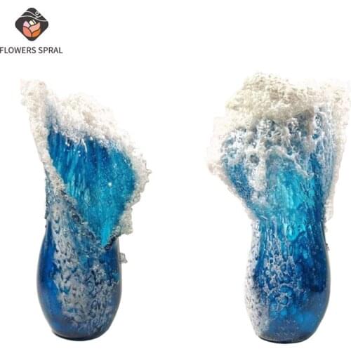 Wave Vase Modern Sea Blue Home Vase Decoration Vase Bonsai Flower Pot Garden Balcony Home Decoration Desktop Decoration Gift