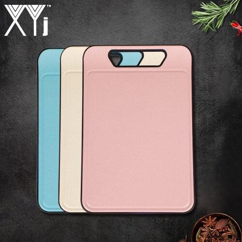 XYj 3 colors Cutting Board Wheat Chopping Tools Stainless Steel Kitchen Knives Vegetable Meat Fruit Camping Hiking BBQ Set