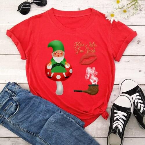 Santa Claus Women T-shirt Girl Short Sleeve casual Korean Style Tops TX9130