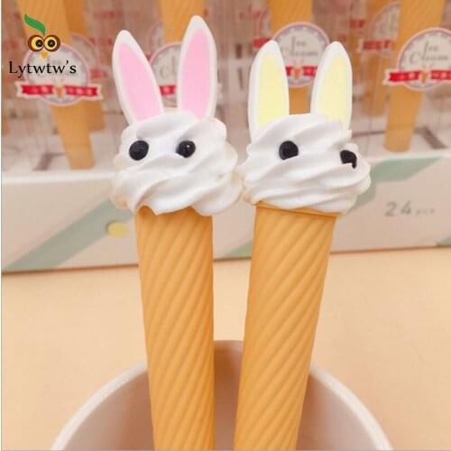 1Pcs Lytwtws Ice Cream Rabbit Bunny Gel Pen Cute Kawaii Stationery Office School Supplies creative sweet pretty lovely cartoon