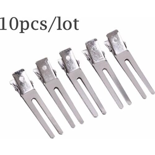 10 pcs 45mm Double Prong Alligator Hair Clips Flat Metal Boutique Hairpins with No Teeth for DIY Hair Styling Accessory