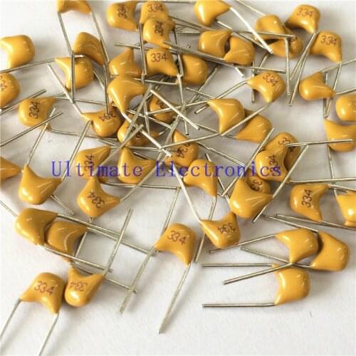 1000pcs/lot Multilayer ceramic capacitor 0.33uF 334 50V 330nF 334M P=5.08mm