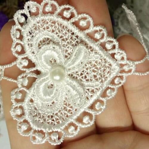 10x Heart 3D 5.5x5cm Cotton Hexagonal Flower Embroidered Lace Trim Ribbon Sewing Supplies Craft For Children Costumes Decoration