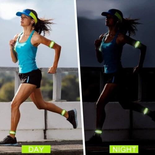 2pcs Reflective Bands Elasticated Armband Wristband Ankle Leg Straps Safety Reflector Tape Straps for Night Walking Biking