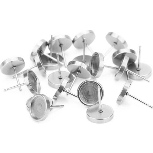 20Pcs/SET Stainless Steel Earring Settings Cabochon Base Fashion Personality Diy Jewelry Earrings Making Findings Diy Jewelry