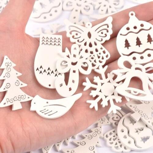 20pcs white Angel/Snowflake/Christmas tree Wood DIY Christmas Tree Ornament Scrapbooking Decoration Ornament m2268