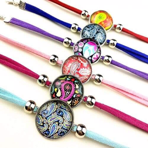 24pcs New design cashew flower mandala multi-color tree Glass cabochon Ethnic Style Retro Style bracelets party gift wholesale