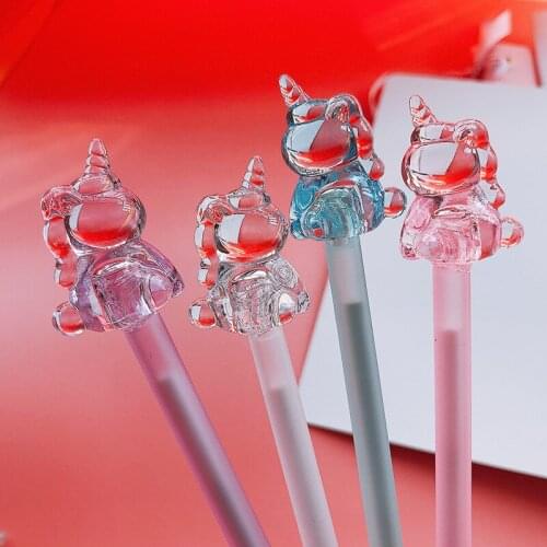 40 pcs/lot Crystal Unicorn Gel Pen Cute Office Stationery School Water Gel Ink Pen black ink Signature Pen escolar