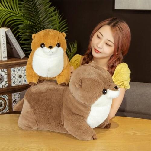 50/65CM New Cute Little Otter Plush Toy Kawaii Brown Soft Sleeping Pillow Home Decoration Holiday Gift
