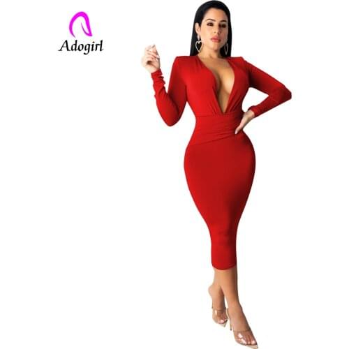 Adogirl Burgundy Women Deep V Neck Dress 2019 Sexy Autumn New Women Neon Green Long Maxi Bodycon Club Party Dress Sheer Vestidos