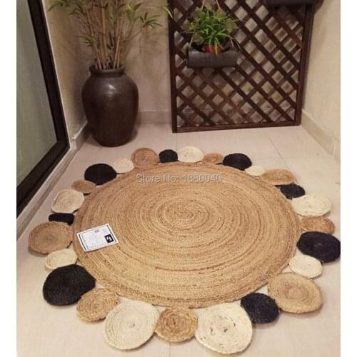 American Creative Round Style Natural jute carpet round carpet Hand-made rattan grass rugs and carpets for home living room