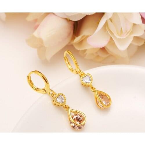 Bangrui Luxury Trendy Crystal Earrings Gold Heart Cubic Zircon Earrings Fashion Women Original Jewelry