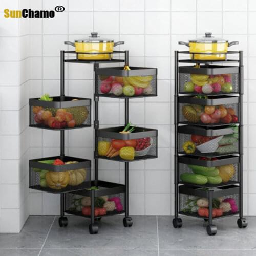 Kitchen Organizer Rotating Vegetable Shelving Ground Multilayer Corner Rack Vegetable Basket Storage Rack Sundry Fruit Rack