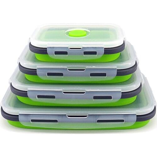 Eco-Friendly Folding Portable Silicone Lunch Box Dinner Microwave Outdoor Household Food Storage Container Keep Fresh