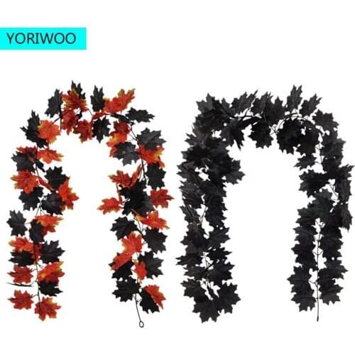 Happy Halloween Artificial Flowers Maple Leaf Wall Hanging Ornaments Pumpkin Scary Halloween Decoration Birthday Party Supplies