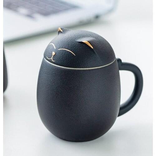 Ceramic cups make money cat creative mug Chinese style personality with cover large-capacity coffee cup cute teacup