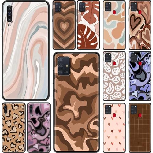 Brown Aesthetic Abstract Luxury Silicone Phone Case For Samsung Galaxy A51 A71 A21s A12 A31 A41 A32 A72 A52 5G Cover Fundas Capa