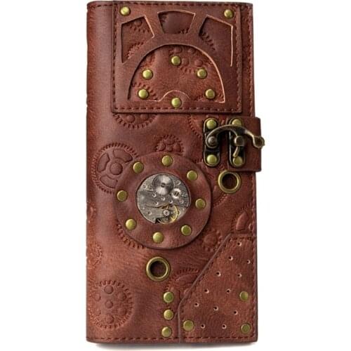 Creative Leather Retro Style Ladies Wallet Steampunk Industrial Pack Vintage Pouch Hand Bag Fashion Carrier Holster Case