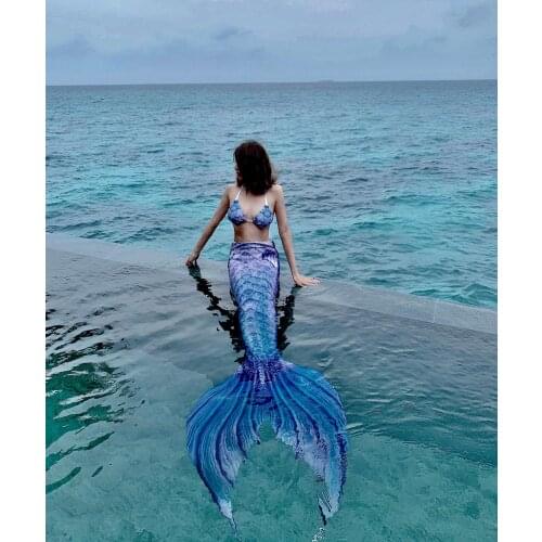 HOT!Kids Women HD Printing Mermaid Tail with Flipper Mermaid Bikini Swimsuit Costume Swimsuit Beach Wear Swim dress for Holiday