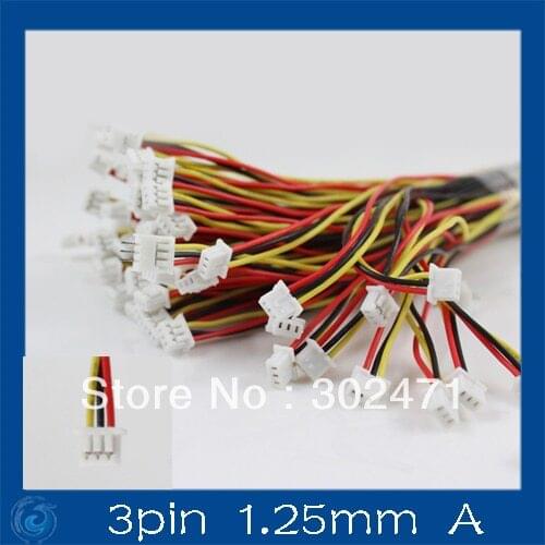 Mini. Micro JST 1.25mm T-1 3-Pin Connector w/.Wire x 10 sets.3pin(1.25mm)A