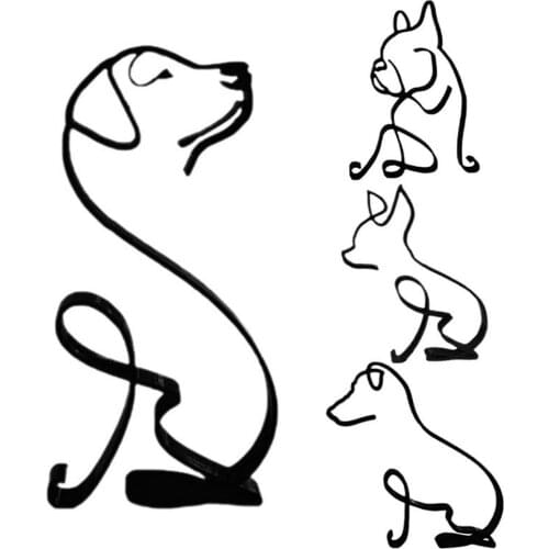 Dog Minimalist Art Sculpture Abstract Line Wall Art Metal Animals Modern Creative Ornaments For Home Decor Living Room Decor