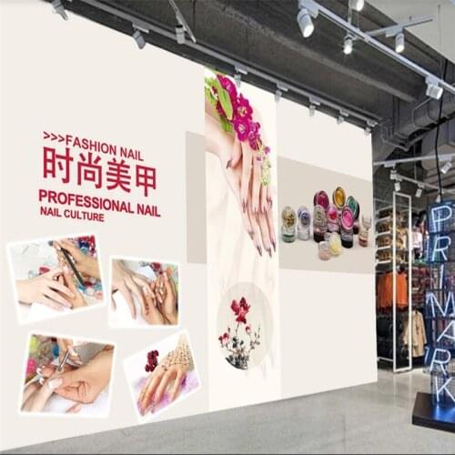 Fashion Nail Art Beauty Salon Makeup Shop Industrial Decor Background Wall Mural Wallpaper 3D Custom Personality Wall Paper 3D