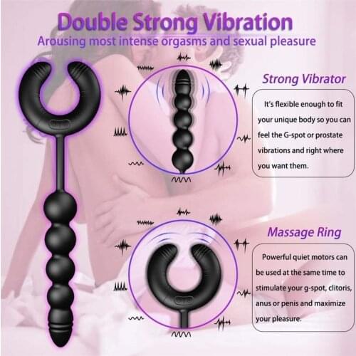 Male Anal Beads Prostate Plug Massager With Semen Locking Ring G-Spot Dual Use Vibrators Silicone Adult Sex Toys for Couple Fun