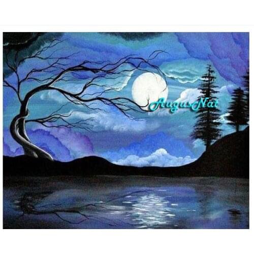 Night moon diamond painting cross stitch tree wall art decor scenery diamond dotz picture diamond embroidery stickers craft gift