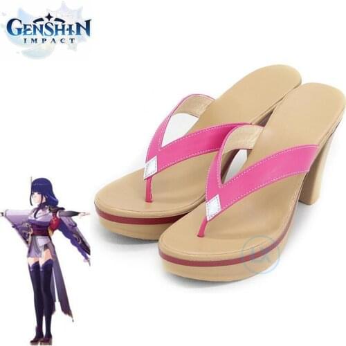 Anime Hot Game Genshin Impact Raiden Shogun Shoes Baal Custom 33-48 Size Unisex Cosplay Shoes Sandals Slippers Thick heel