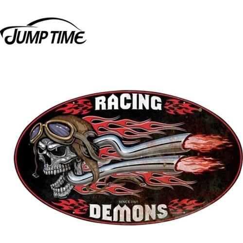 JumpTime 13cm x 7.7cm For Retro Raising Demons Oval Car Sticker Personality Car Stickers Waterproof Car Accessories Bumper Decal