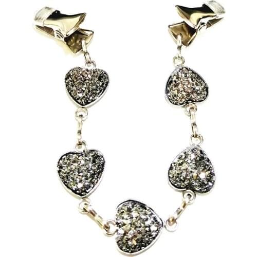 Gray Bling Stone Women Cloak Clasp Sweater Guard Heart Gypsophila Cardigan Clamps Clip Cape Shawl Pins Flexible Button